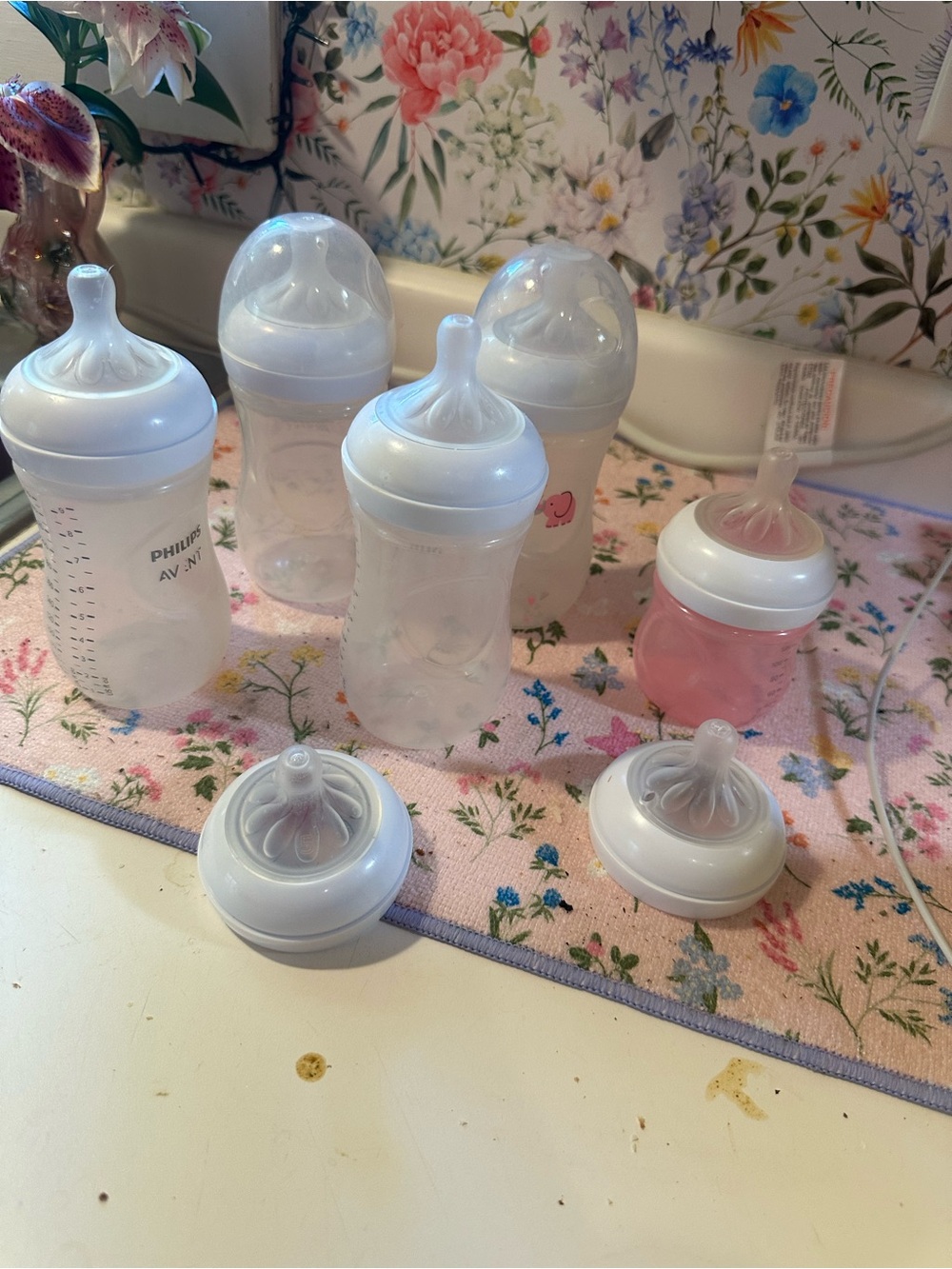 Baby Feeding Bottle Set in White and Pink - Multipack